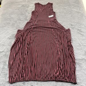 Heydari Dress Womens XS Black Rust Striped Sleeveless Long Maxi Made USA Pockets